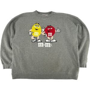 VTG 90s 1999 Men's Grey Embroidered Planet Mars M&M's Crewneck Sweatshirt Sz L